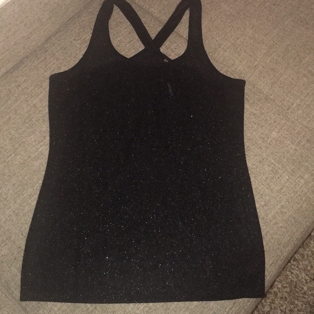 Express Black Metallic Cross Back Cami.